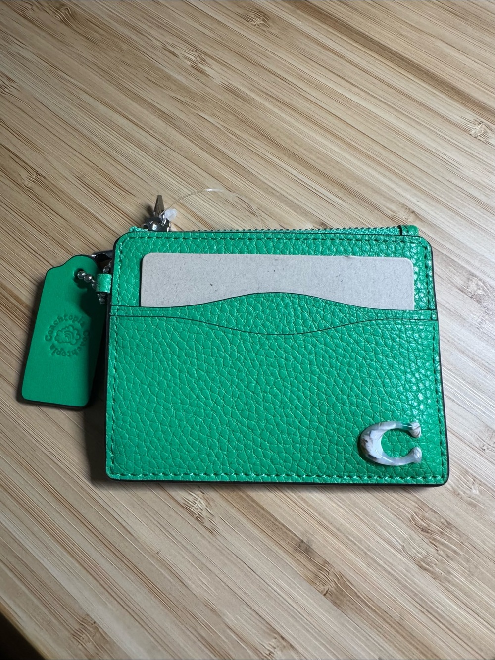 Coachtopia wavy zip card case NWT Electric Kelp Green